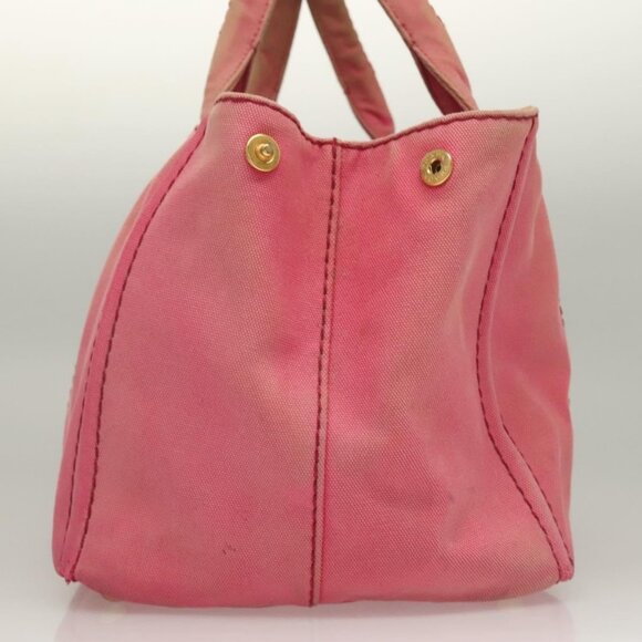 PRADA Canapa GM Hand Bag Canvas Pink Gold Auth bs28066 - Picture 4 of 16